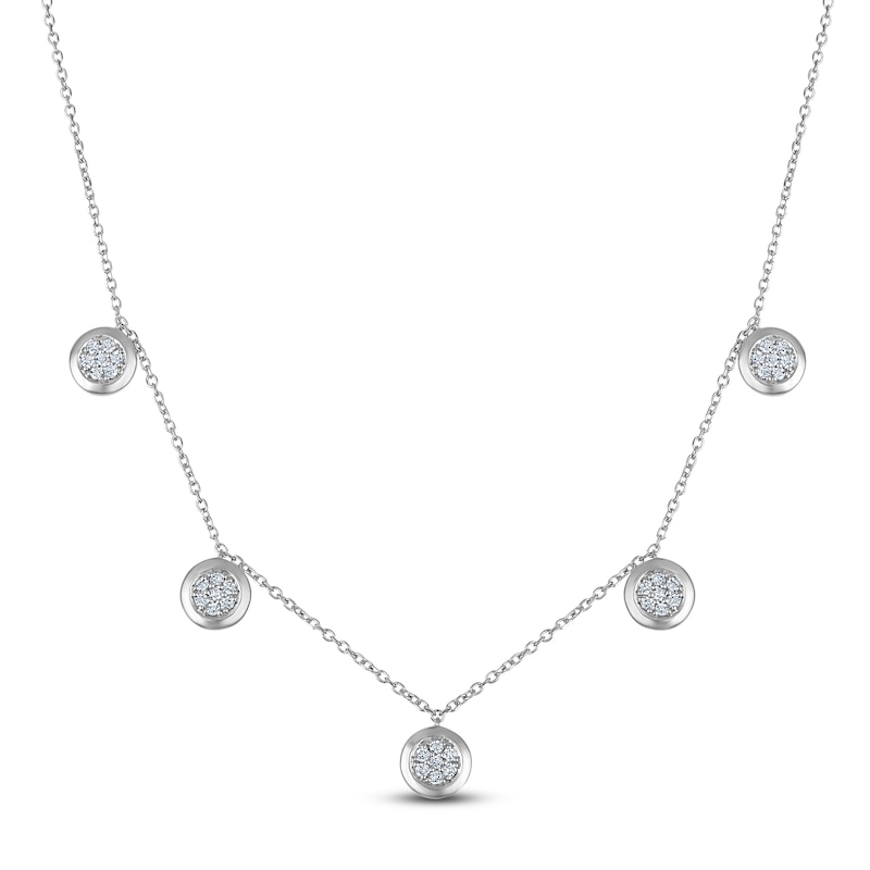 Main Image 1 of Multi-Diamond Station Drop Necklace 1/4 ct tw Sterling Silver 20&quot;