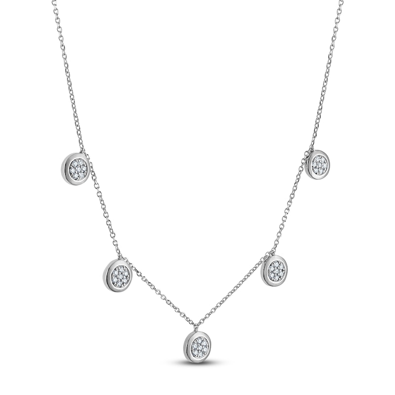 Main Image 2 of Multi-Diamond Station Drop Necklace 1/4 ct tw Sterling Silver 20&quot;