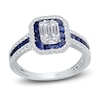 Thumbnail Image 0 of Kallati Natural Blue Sapphire & Diamond Double Frame Ring 1/2 ct tw 14K White Gold