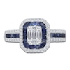 Thumbnail Image 2 of Kallati Natural Blue Sapphire & Diamond Double Frame Ring 1/2 ct tw 14K White Gold