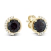 Thumbnail Image 2 of Lab-Created Alexandrite & Diamond Stud Earrings 1/10 ct tw 10K Yellow Gold