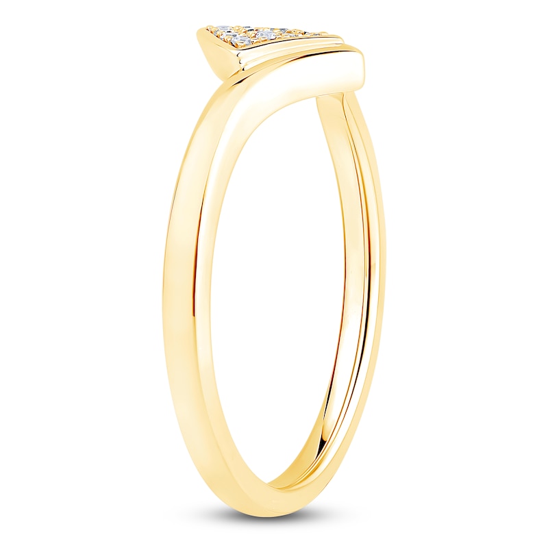 Diamond Pavé-Set Shield Chevron Ring 1/15 ct tw 14K Yellow Gold