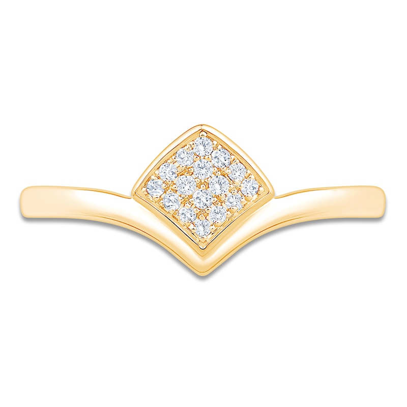 Diamond Pavé-Set Shield Chevron Ring 1/15 ct tw 14K Yellow Gold