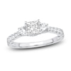 Thumbnail Image 1 of Diamond 3-Stone Engagement Ring 1-1/4 ct tw Princess/Round 14K White Gold