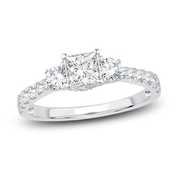 Diamond 3-Stone Engagement Ring 1-1/4 ct tw Princess/Round 14K White Gold