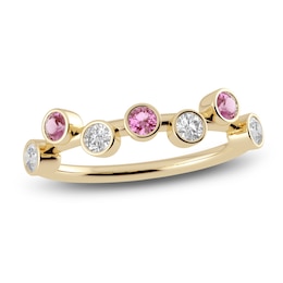 Juliette Maison Natural Pink Tourmaline & Natural White Sapphire Ring 10K Yellow Gold