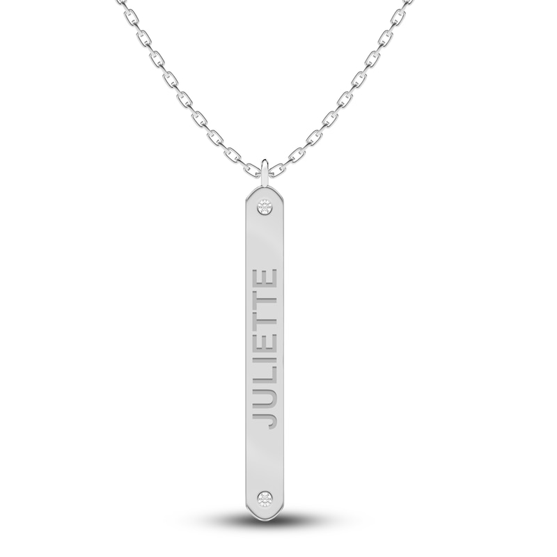 Main Image 1 of Juliette Maison Diamond Engravable Pendant Necklace Diamond Accents 10K White Gold