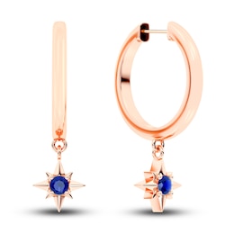 Juliette Maison Natural Blue Sapphire Starburst Drop Earrings 10K Rose Gold