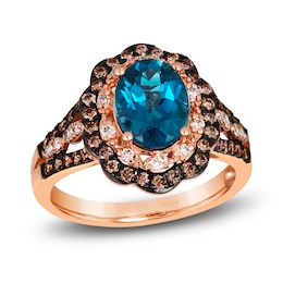 Le Vian Natural Blue Topaz Ring 5/8 ct tw Round 14K Strawberry Gold