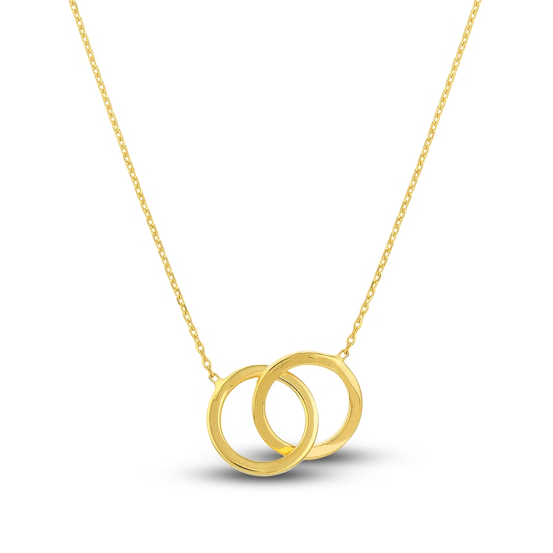 Locked Circles Pendant Necklace 14K Yellow Gold 18"