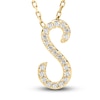 Thumbnail Image 1 of Diamond Initial S Pendant Necklace 1/10 ct tw Round 10K Yellow Gold 18&quot;