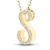 Thumbnail Image 2 of Diamond Initial S Pendant Necklace 1/10 ct tw Round 10K Yellow Gold 18&quot;