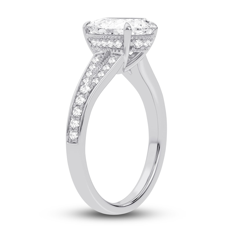 Lab-Created Diamond Engagement Ring 2-1/3 ct tw Pear/Round 14K White Gold