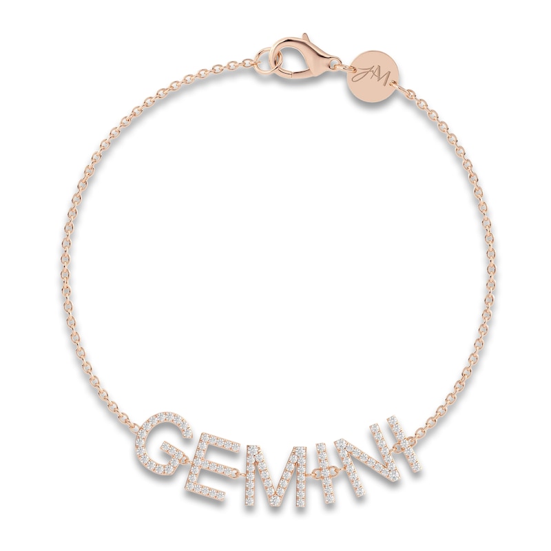 Juliette Maison Diamond Station Name Bracelet 7/8 ct tw Round 10K Rose Gold