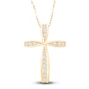 Thumbnail Image 1 of Diamond Cross Pendant Necklace 1/2 ct tw Round 10K Yellow Gold 18&quot;