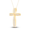 Thumbnail Image 3 of Diamond Cross Pendant Necklace 1/2 ct tw Round 10K Yellow Gold 18&quot;