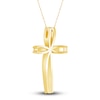 Thumbnail Image 4 of Diamond Cross Pendant Necklace 1/2 ct tw Round 10K Yellow Gold 18&quot;