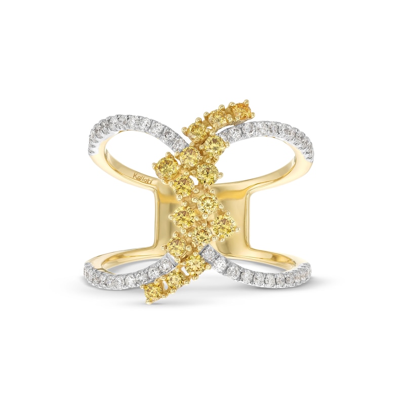 Main Image 4 of Kallati Natural Yellow Diamond Ring 3/4 ct tw Round 14K Yellow Gold