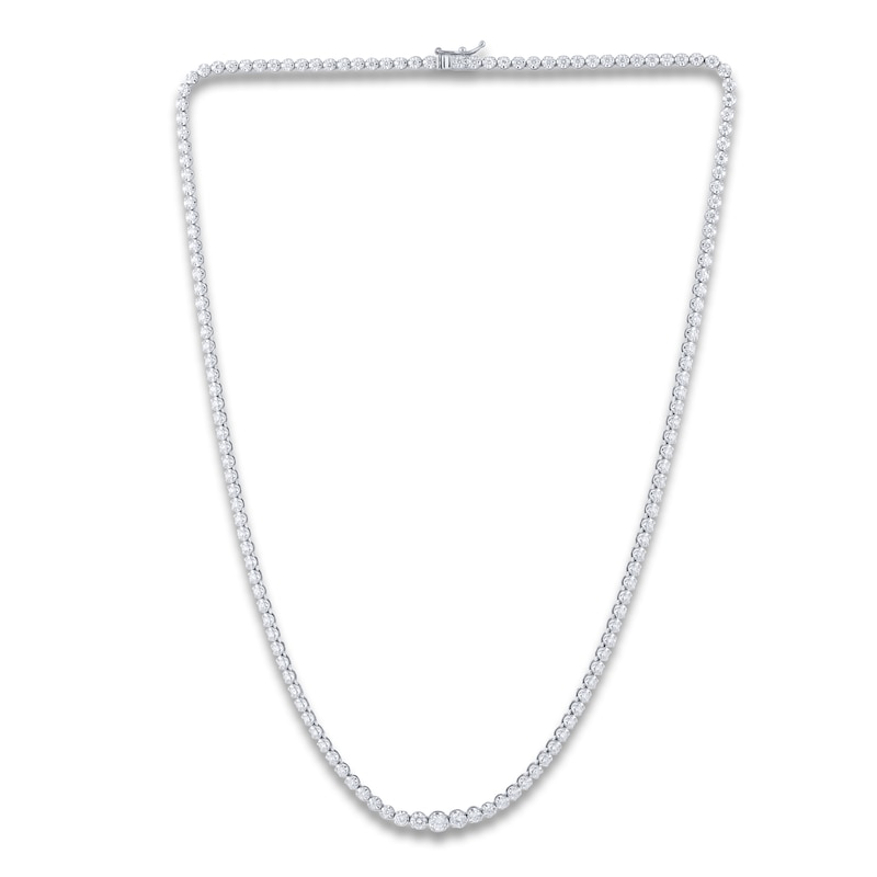 Graduated Diamond Tennis Necklace 3 ct tw Round 14K White Gold 18"