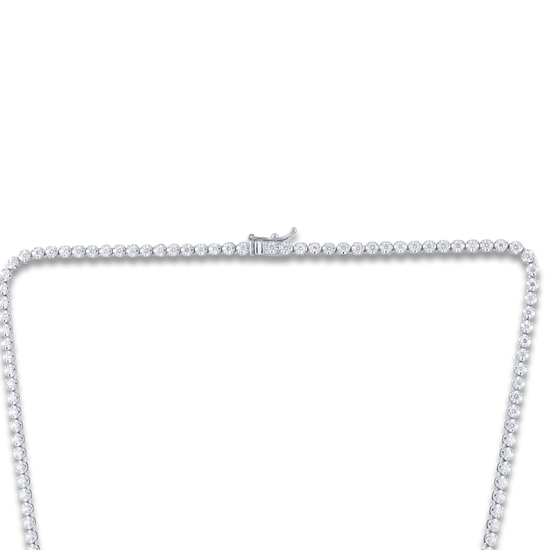 Graduated Diamond Tennis Necklace 3 ct tw Round 14K White Gold 18"