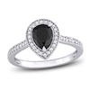 Thumbnail Image 0 of Black & White Diamond Halo Engagement Ring 1-1/4 ct tw Pear/Round 14K White Gold