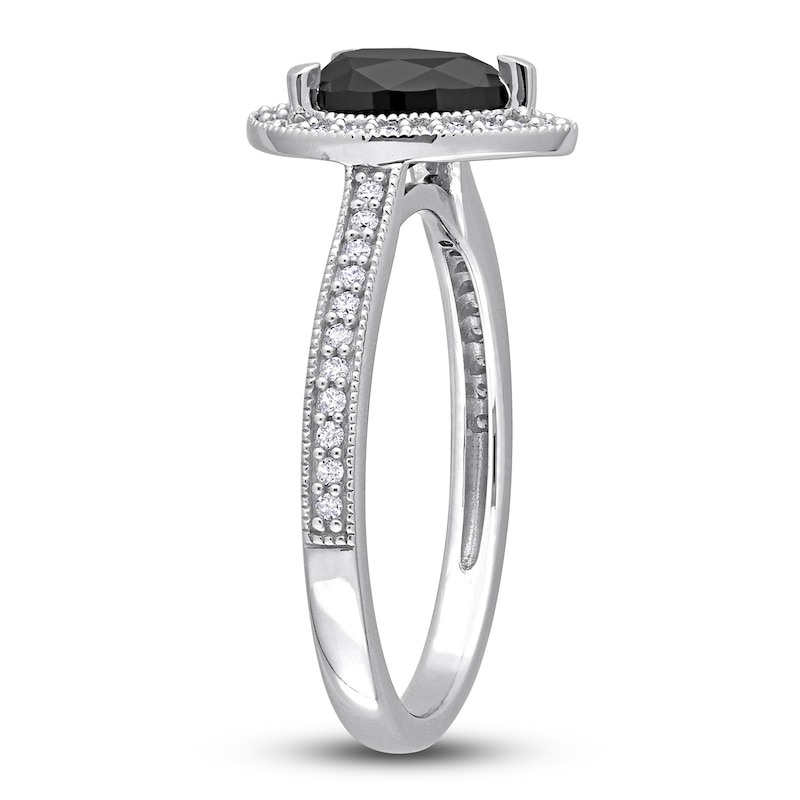 Black & White Diamond Halo Engagement Ring 1-1/4 ct tw Pear/Round 14K White Gold