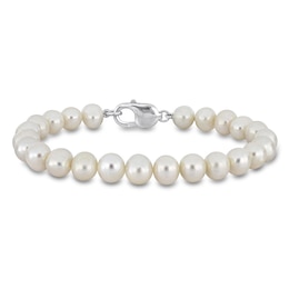 Men's Freshwater Cultured Pearl Bracelet Sterling Silver 9&quot;