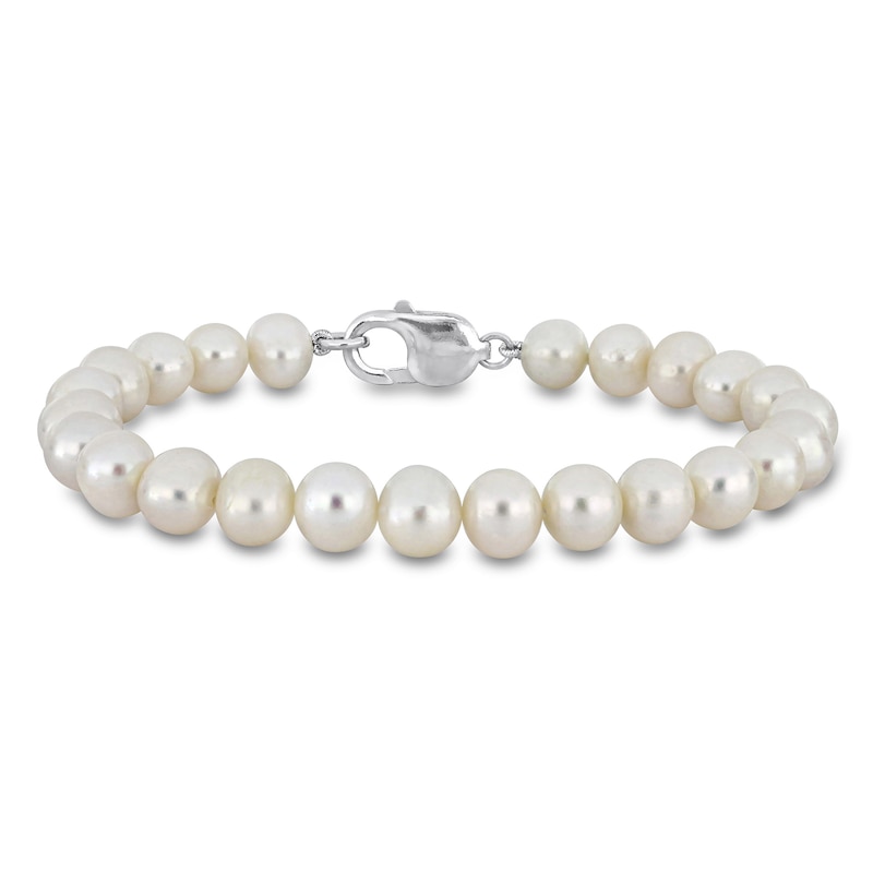 Men's Freshwater Cultured Pearl Bracelet Sterling Silver 9