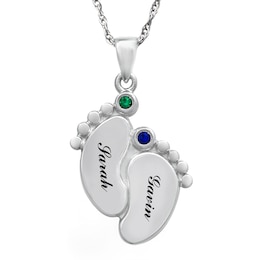 Birthstone Engravable Necklace (2 Stones and Lines)