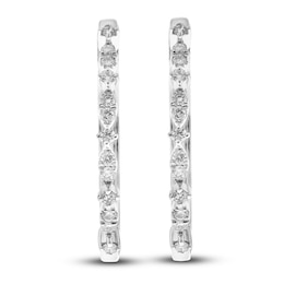 Diamond Hoop Earrings 1/5 ct tw Round 14K White Gold