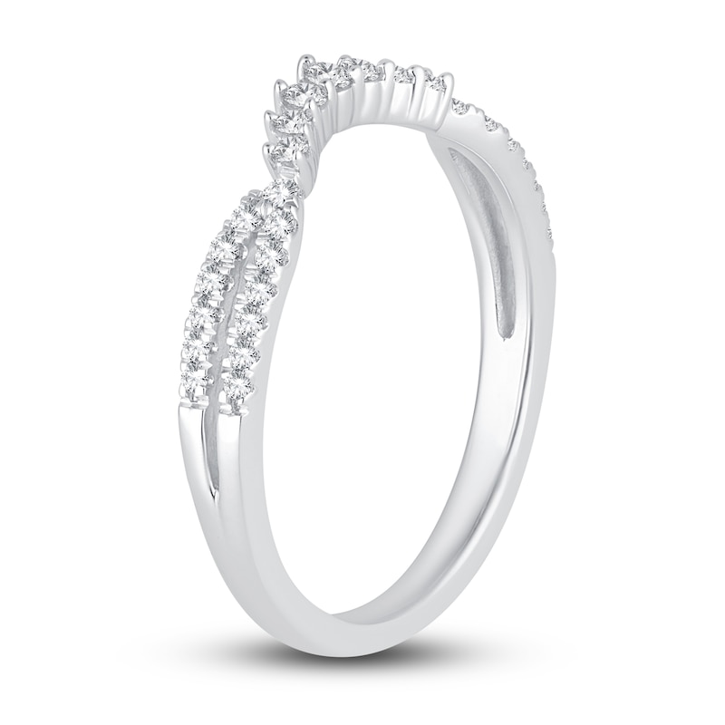 Main Image 2 of Diamond Contour Anniversary Band 1/5 ct tw Round 14K White Gold