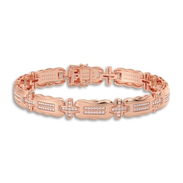 Men's Diamond Bracelet 1 ct tw Round 14K Rose Gold 8.5&quot;