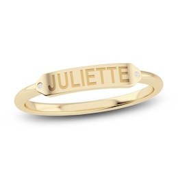 Juliette Maison Diamond Engravable Ring 1/20 ct tw Round 10K Yellow Gold