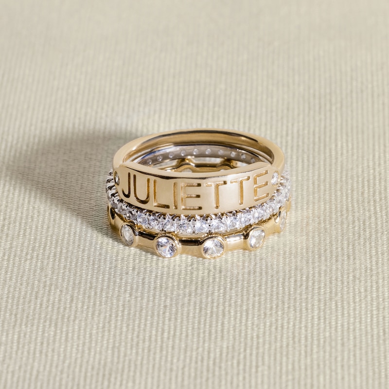 Main Image 4 of Juliette Maison Diamond Engravable Ring 1/20 ct tw Round 10K Yellow Gold