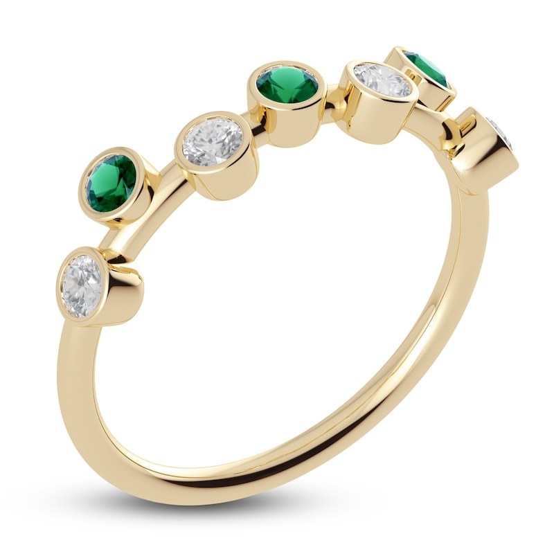 Main Image 2 of Juliette Maison Natural White Sapphire & Natural Emerald Ring 10K Yellow Gold