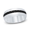 Thumbnail Image 1 of Men's Black Diamond Wedding Band 1 ct tw Round 14K White Gold