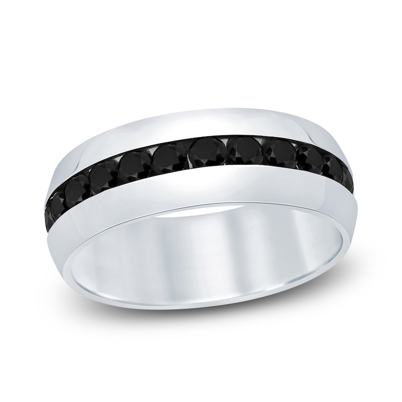 Men's Black Diamond Eternity Wedding Band Ring 14k Black Gold