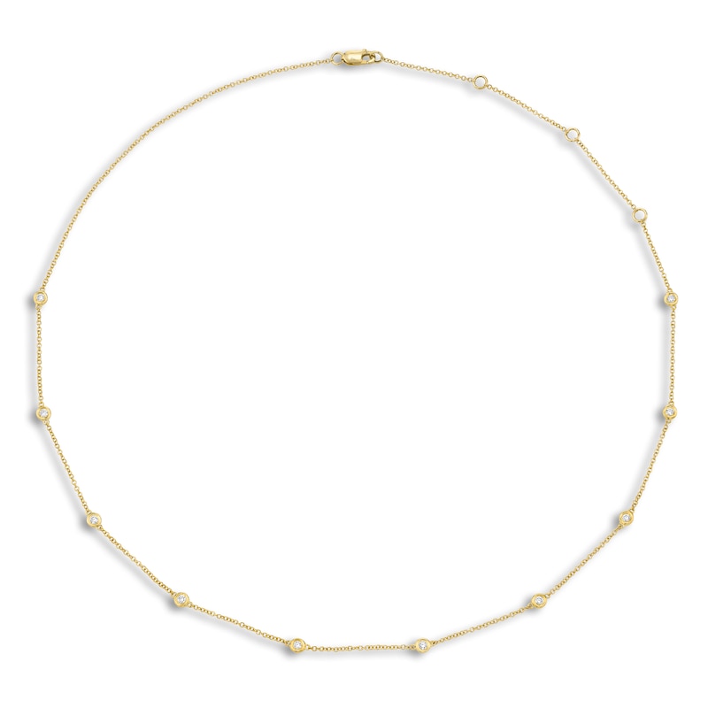 Main Image 1 of Shy Creation Diamond Station Necklace 1/5 ct tw Round 14K Yellow Gold 18&quot; SC22003838