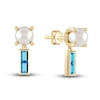 Thumbnail Image 1 of Juliette Maison Natural Blue Zircon Baguette and Freshwater Cultured Pearl Earrings 10K Yellow Gold