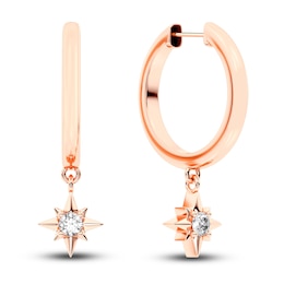 Juliette Maison Natural White Sapphire Starburst Drop Earrings 10K Rose Gold