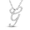 Thumbnail Image 0 of Diamond Initial G Pendant Necklace 1/10 ct tw Round 10K White Gold