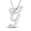 Thumbnail Image 1 of Diamond Initial G Pendant Necklace 1/10 ct tw Round 10K White Gold