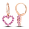 Thumbnail Image 1 of Natural Pink Sapphire Heart Dangle Earrings 10K Rose Gold