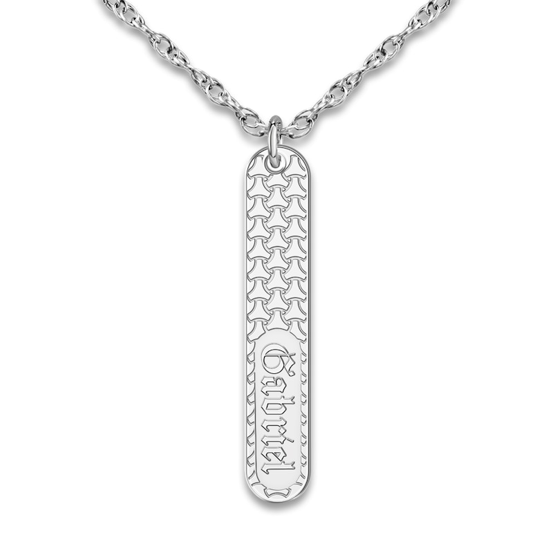 Men's Engravable Pendant Necklace 10K White Gold 18"