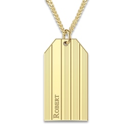 Men's Engravable Dog Tag Pendant Necklace Yellow Gold-Plated Sterling Silver 22&quot;