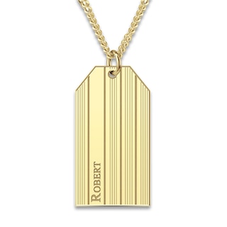 Men's Engravable Pendant Necklace Yellow Gold-Plated Sterling Silver 22