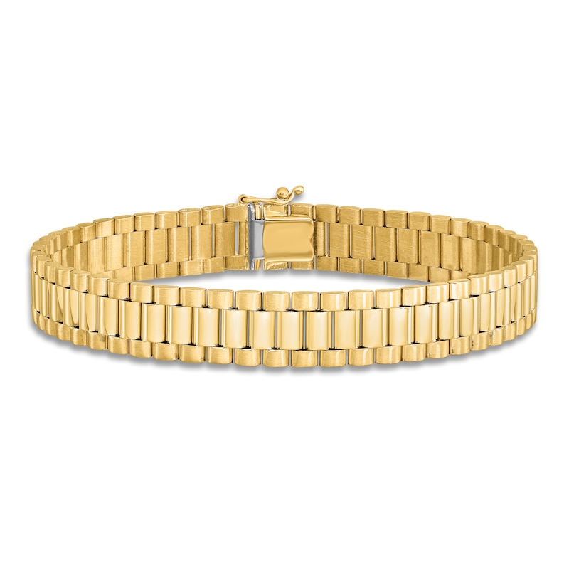 Main Image 3 of Men's Semi-Solid High-Polish Link Bracelet 14K Yellow Gold 8&quot;