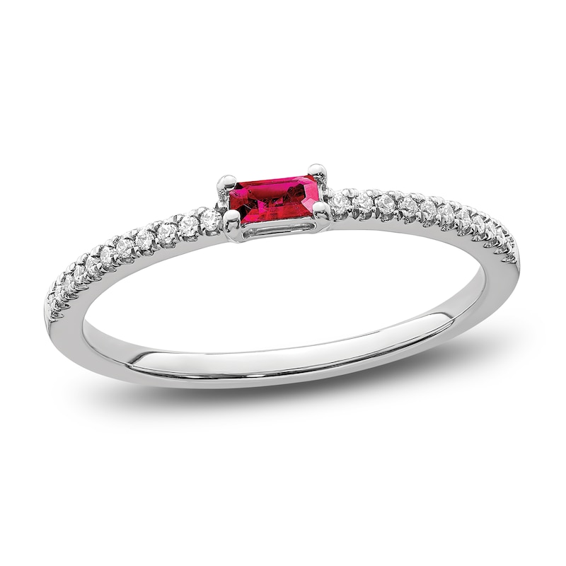 Natural Ruby Ring 1/15 ct tw Diamonds 10K Yellow Gold