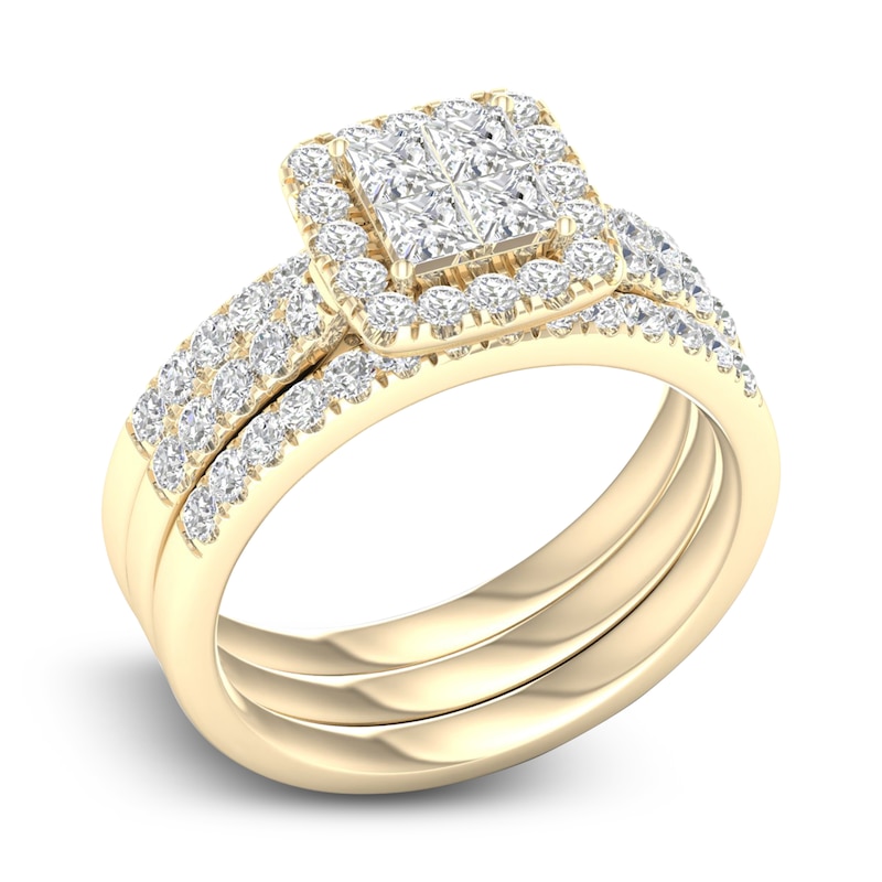 Diamond Bridal Set 1-1/4 ct tw Princess/Round 14K Yellow Gold | Jared