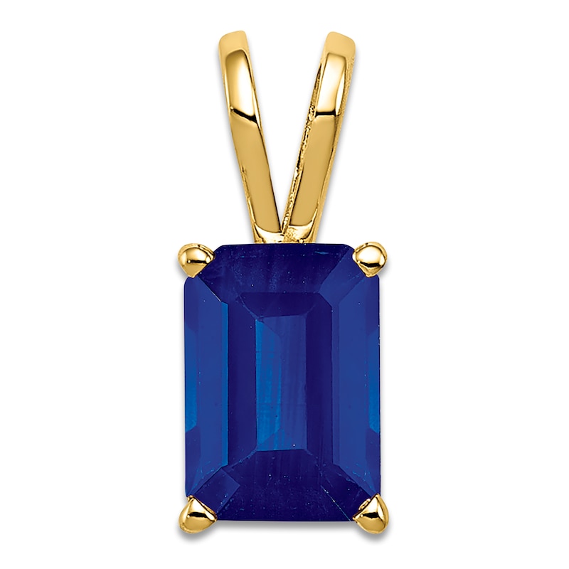 Main Image 1 of Natural Blue Sapphire Necklace Charm 14K Yellow Gold